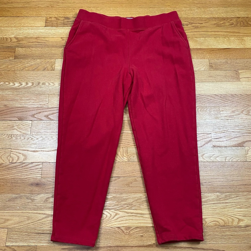 Lands End Serious Sweats Sweatpants Women L Red Tapered Cozy Gorpcore Loungewear